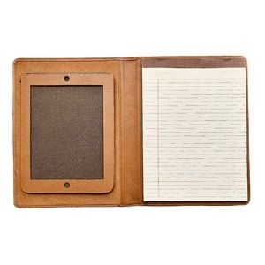 King Ranch Brown Leather Notebook Cover with iPad Tablet Holder